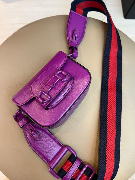 Gucci Horsebit 1955 Super Mini Roxa