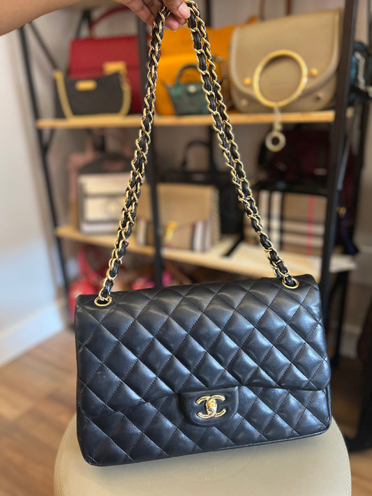 Chanel Double Flap Jumbo Preta