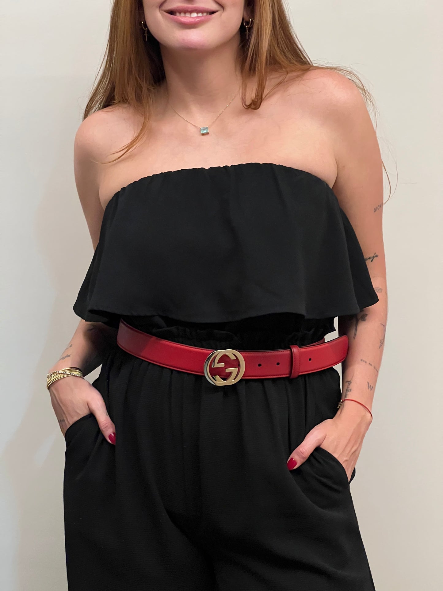 Cinto Gucci Interlock Vermelho