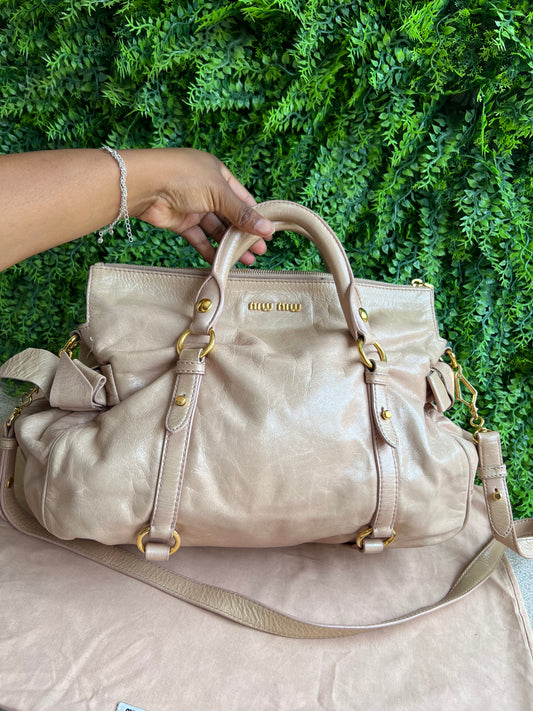 Miu Miu Vitello Lux Bow Satchel