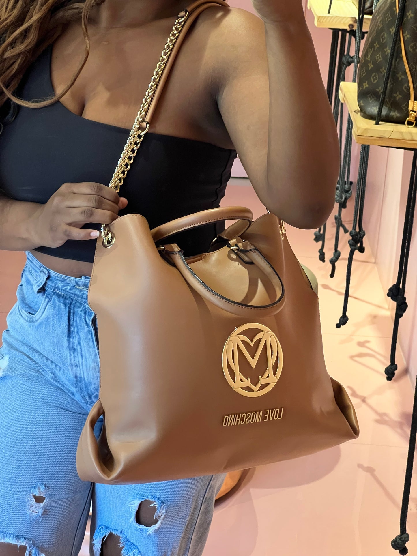 Bolsa Love Moschino Caramelo