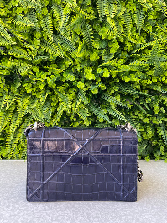 Christian Dior Diorama Croco Azul Marinho