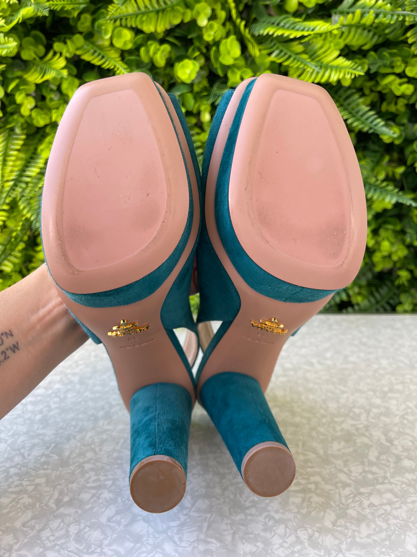 Peep Toe Prada Suede Verde