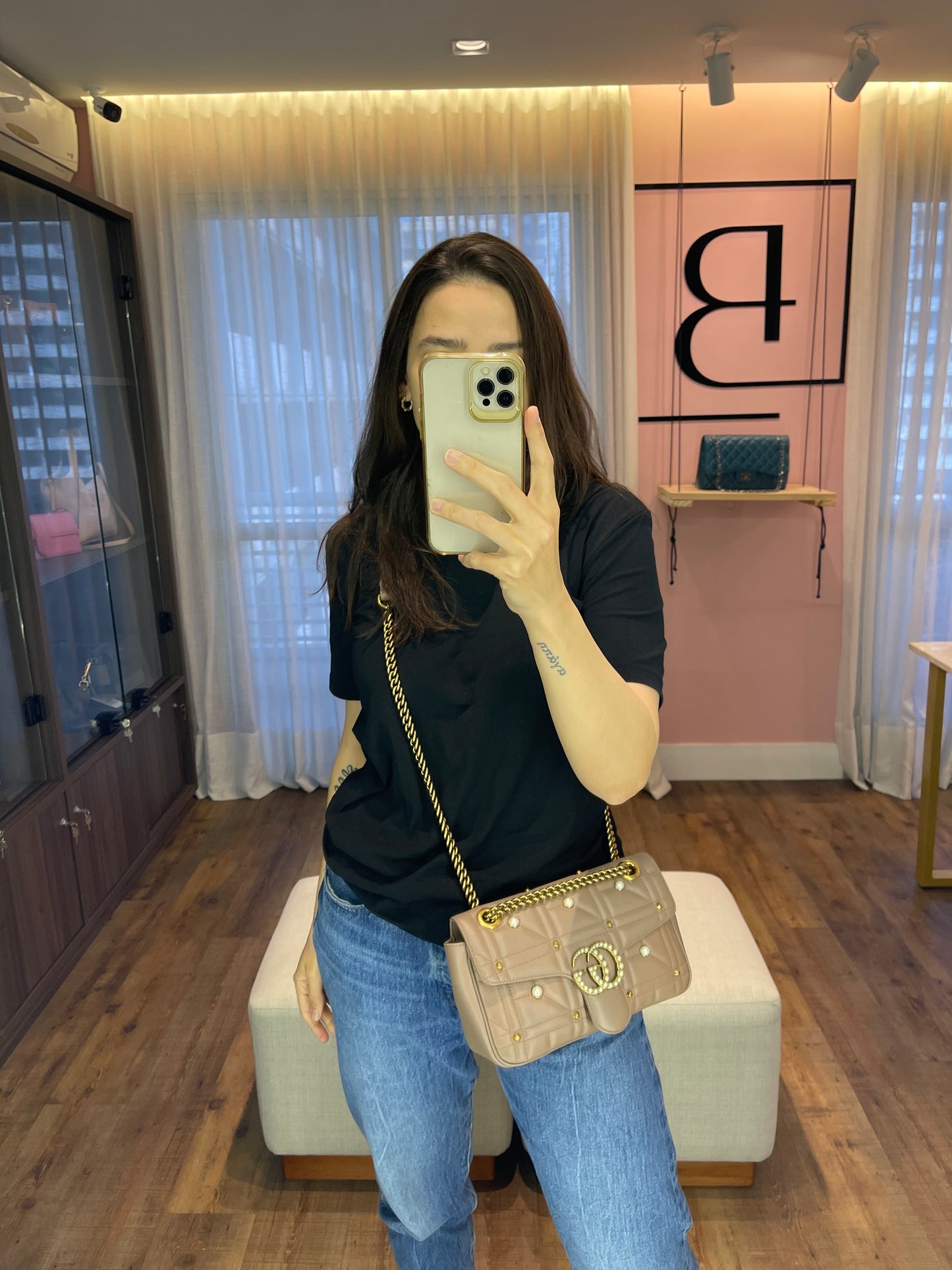Gucci GG Marmont Pérolas Capuccino