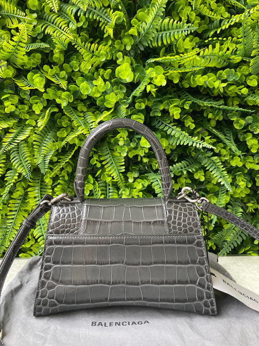 Balenciaga Hourglass Top Handle Croco