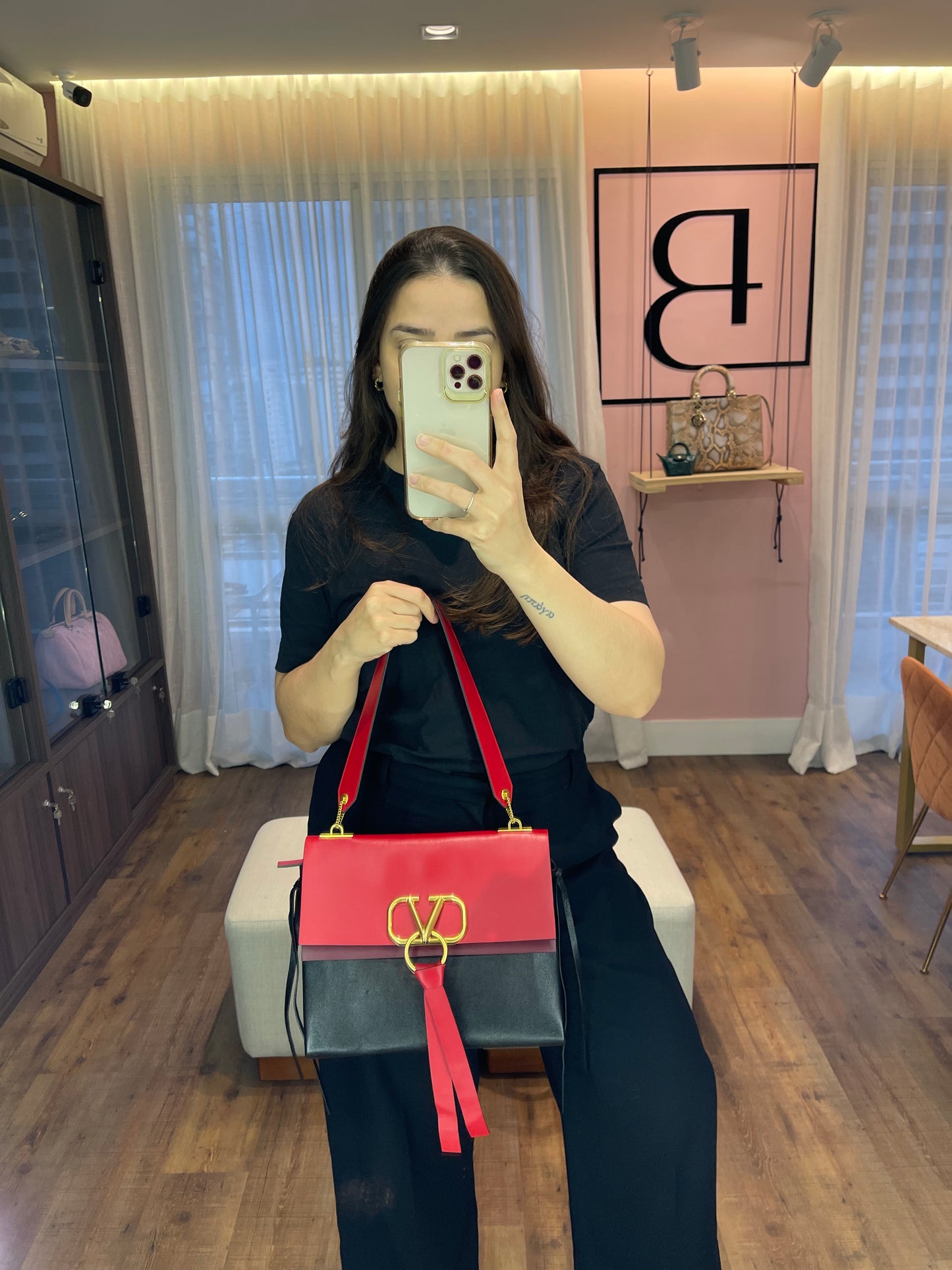 Valentino Garavani V Ring em Couro