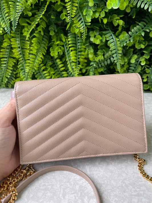 Saint Laurent Cassandre Leather Bag Nude