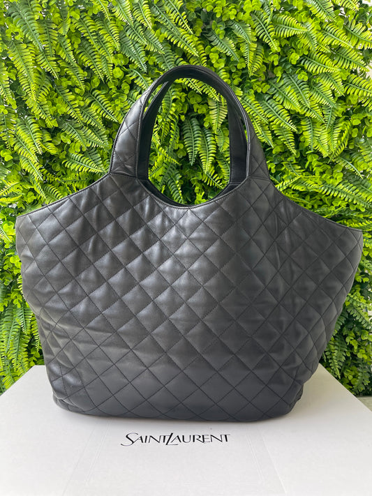 YSL Shopping Máxi ICARE em Couro Preto