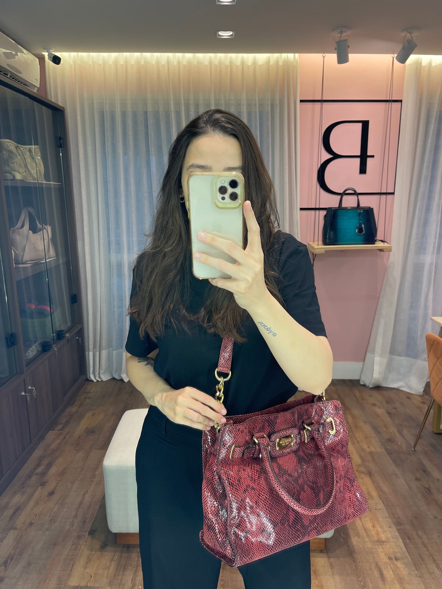 Michael Kors Hamilton Satchel Python