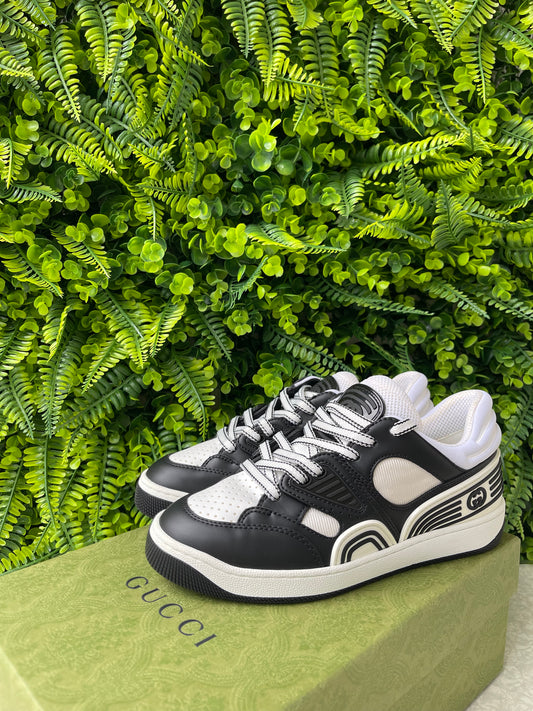 Tênis Gucci Basket Low Top Preto e Branco