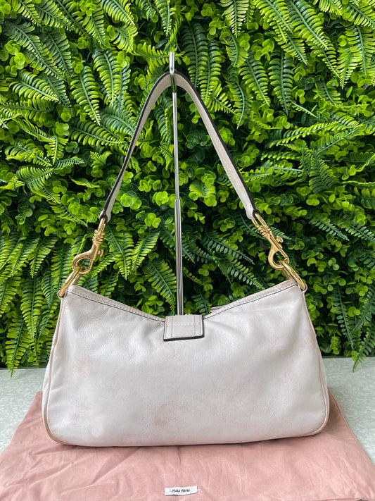 Miu Miu Nappa Shoulder Bag Off White