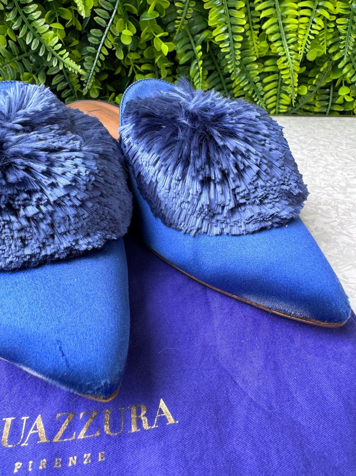 Sapato Aquazzura Blue Satin Powder Puff