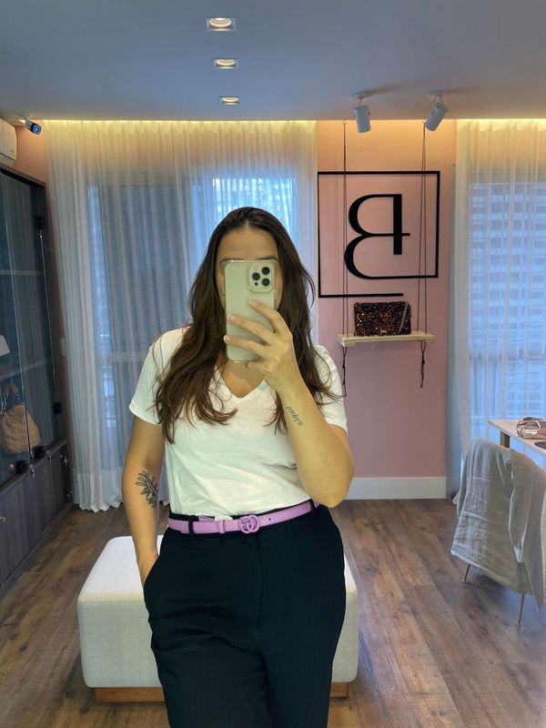 Cinto Gucci GG Marmont Lilás