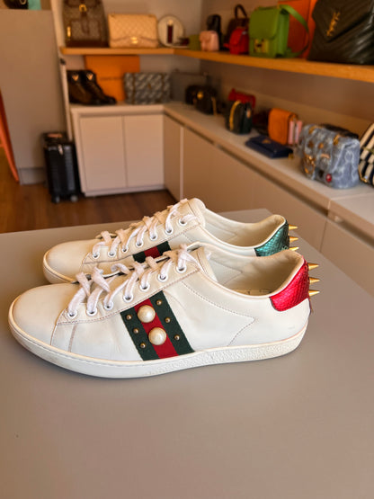 Tenis Gucci Ace Web Pearl