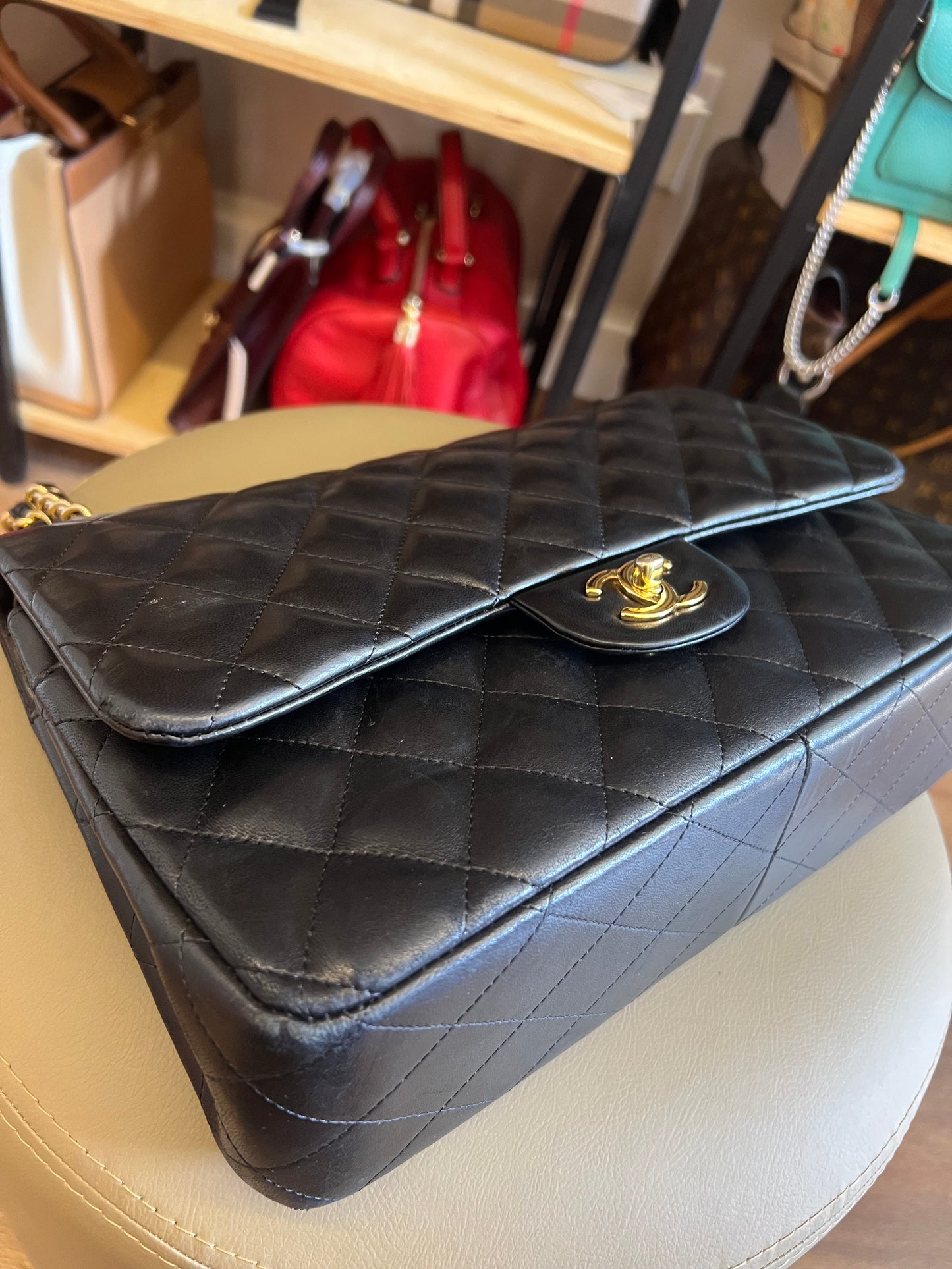 Chanel Double Flap Jumbo Preta