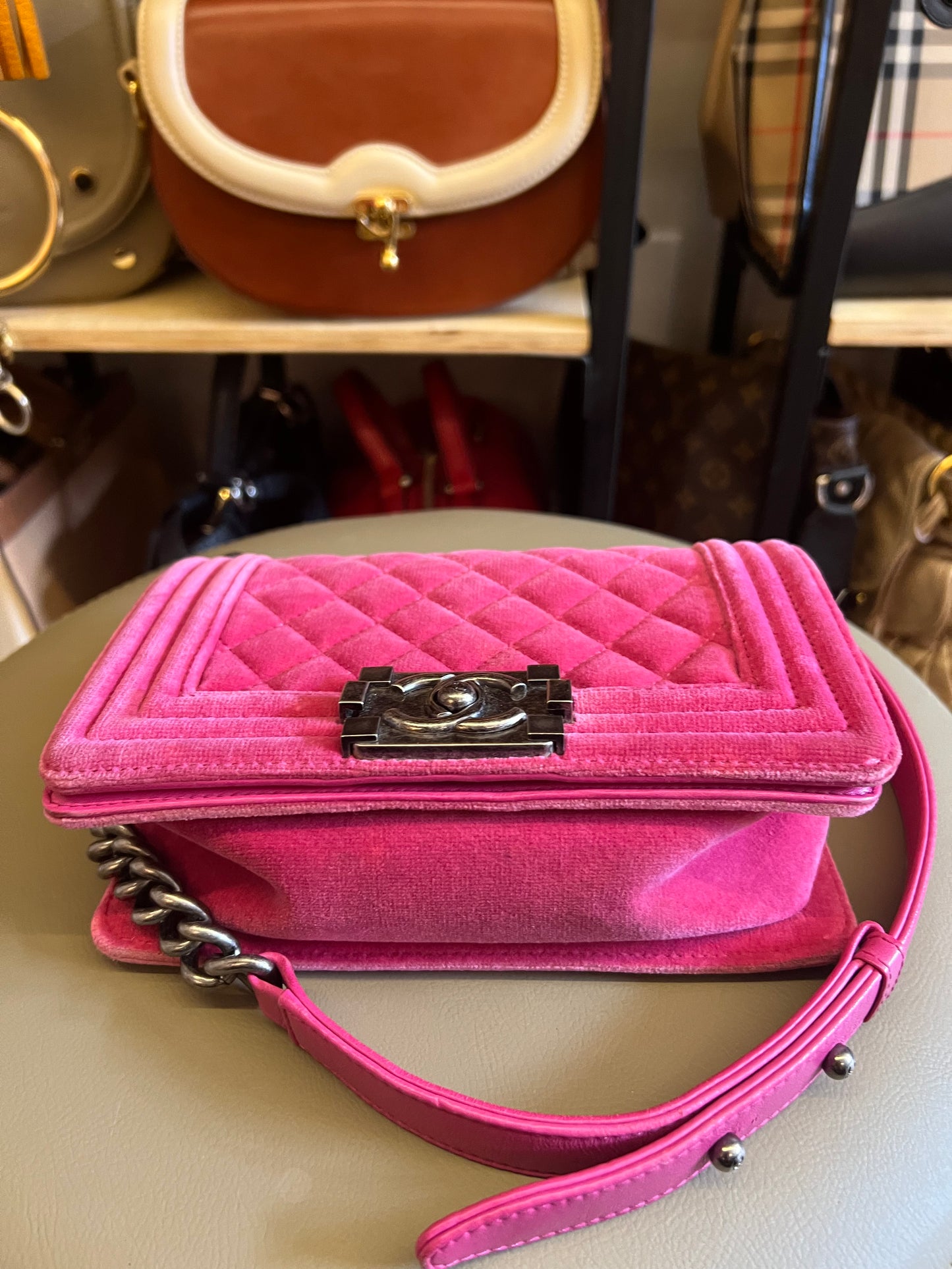 Chanel boy Velvet Small Pink