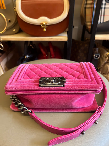 Chanel boy Velvet Small Pink