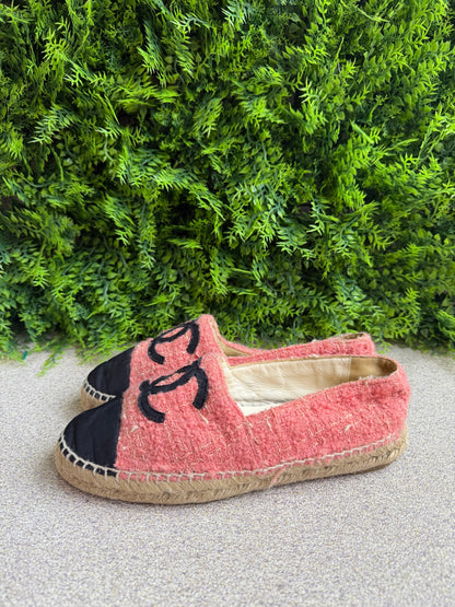Espadrile Chanel Tweed Rosa