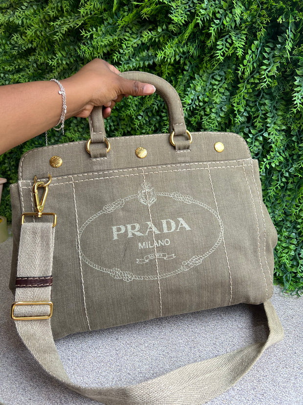 Prada Canvas Canapa Verde