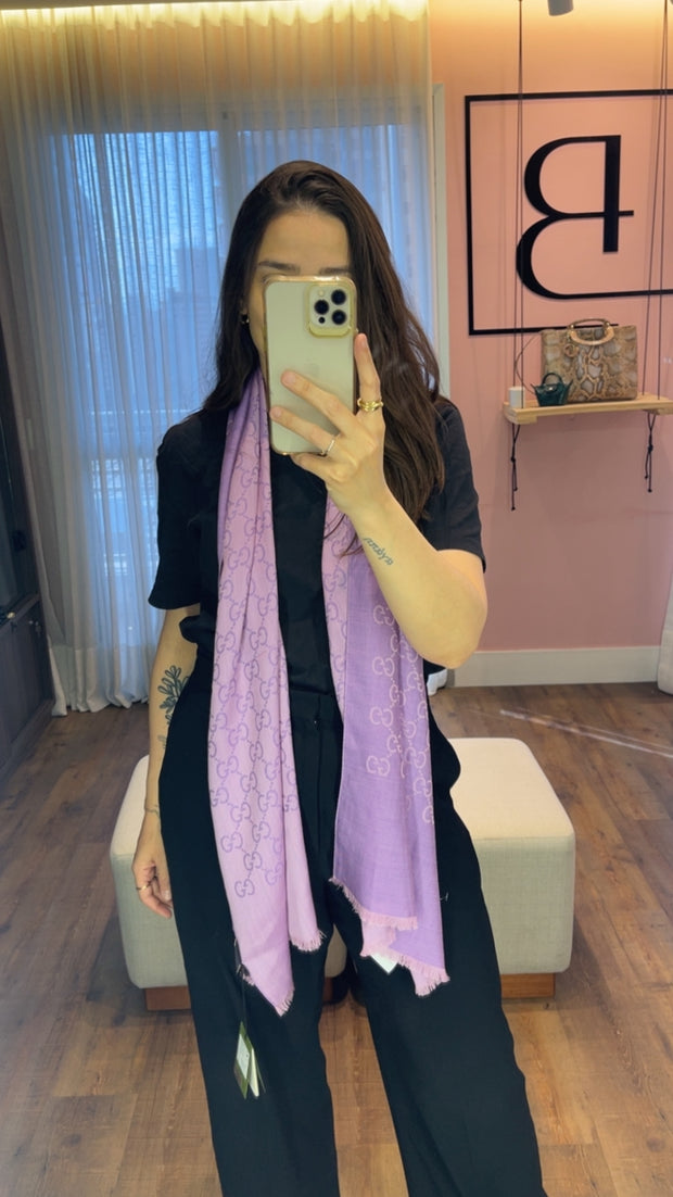 Echarpe Gucci GG Laine Lilás