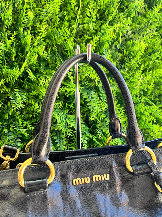 Miu Miu Vitello Lux Satchel Preta