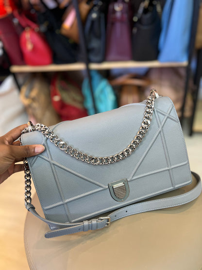 Christian Dior Diorama Couro Cinza