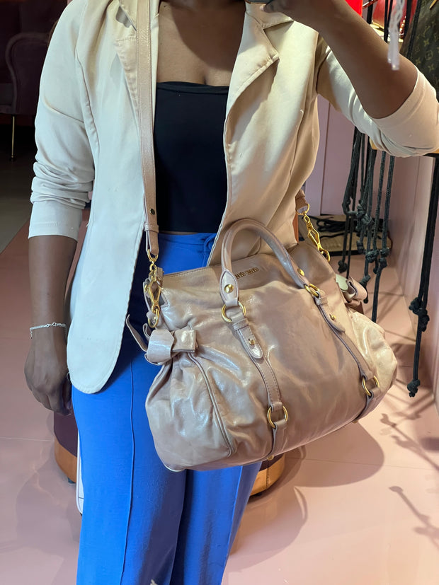 Miu Miu Vitello Lux Bow Satchel