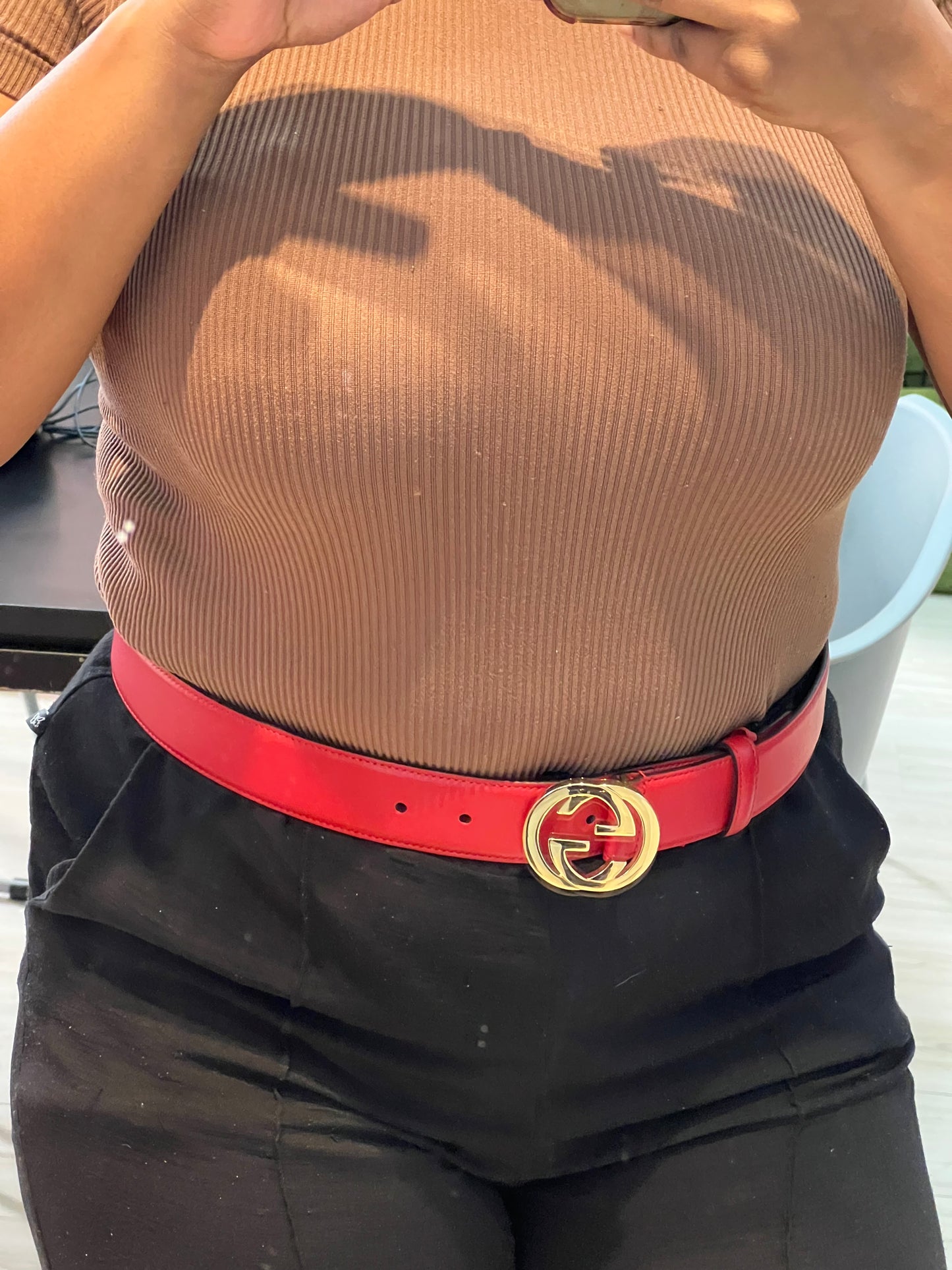 Cinto Gucci Interlock Vermelho