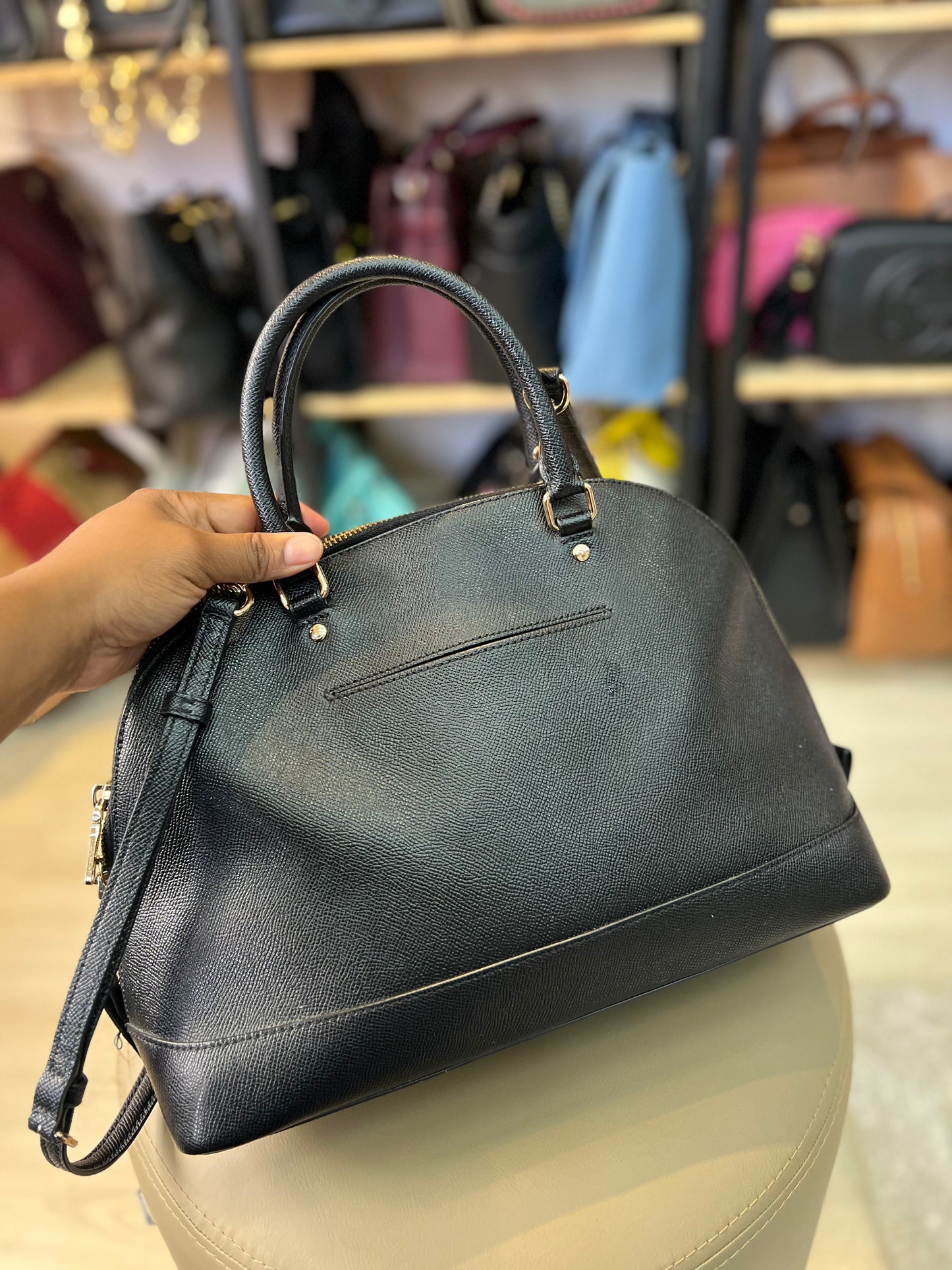 Coach Sierra Satchel em Couro Preto