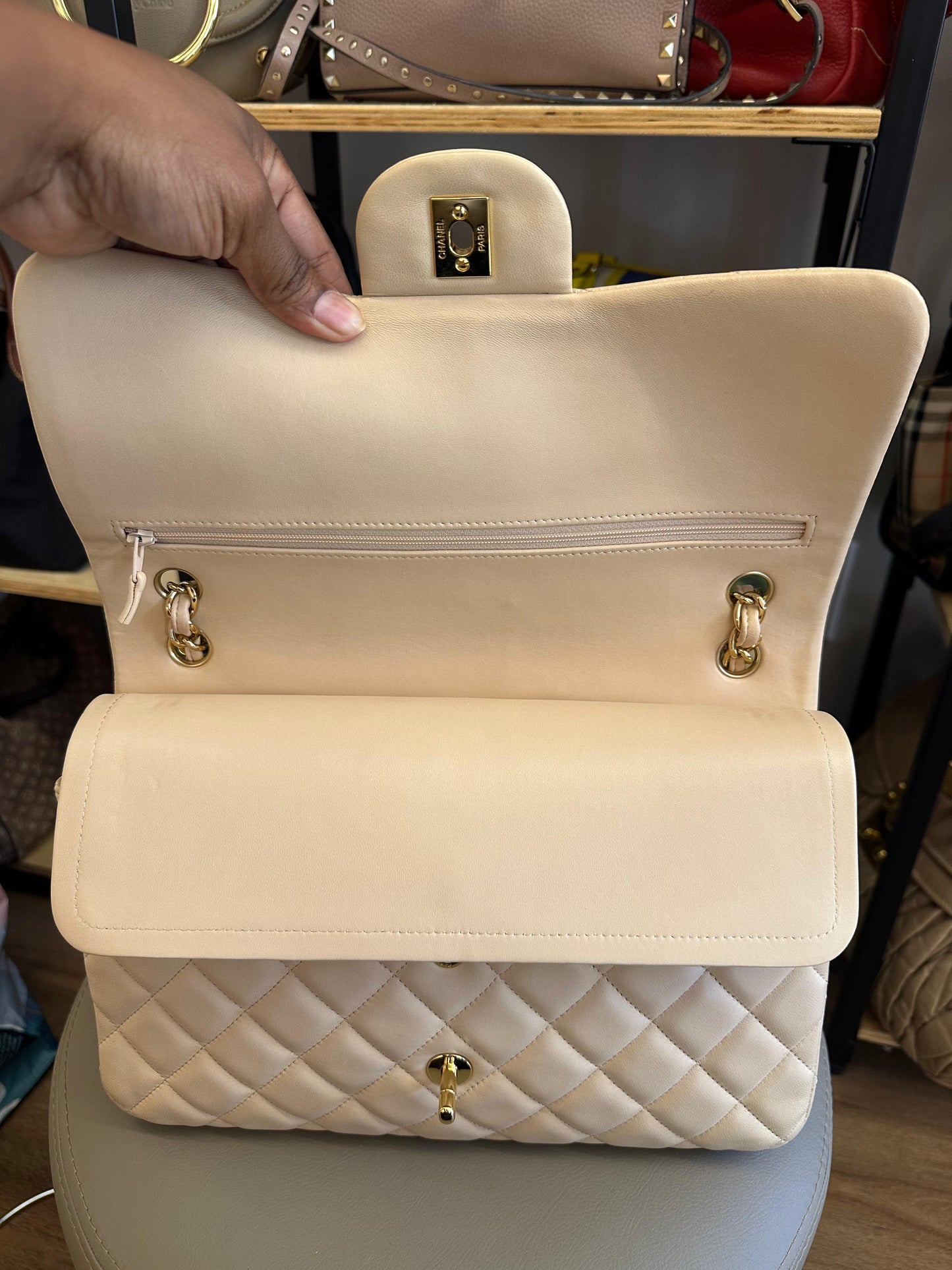 Chanel Double Flap Jumbo Nude