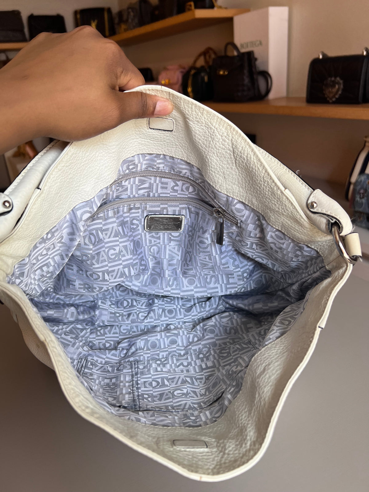 Salvatore Ferragamo Hobo Bag Off White