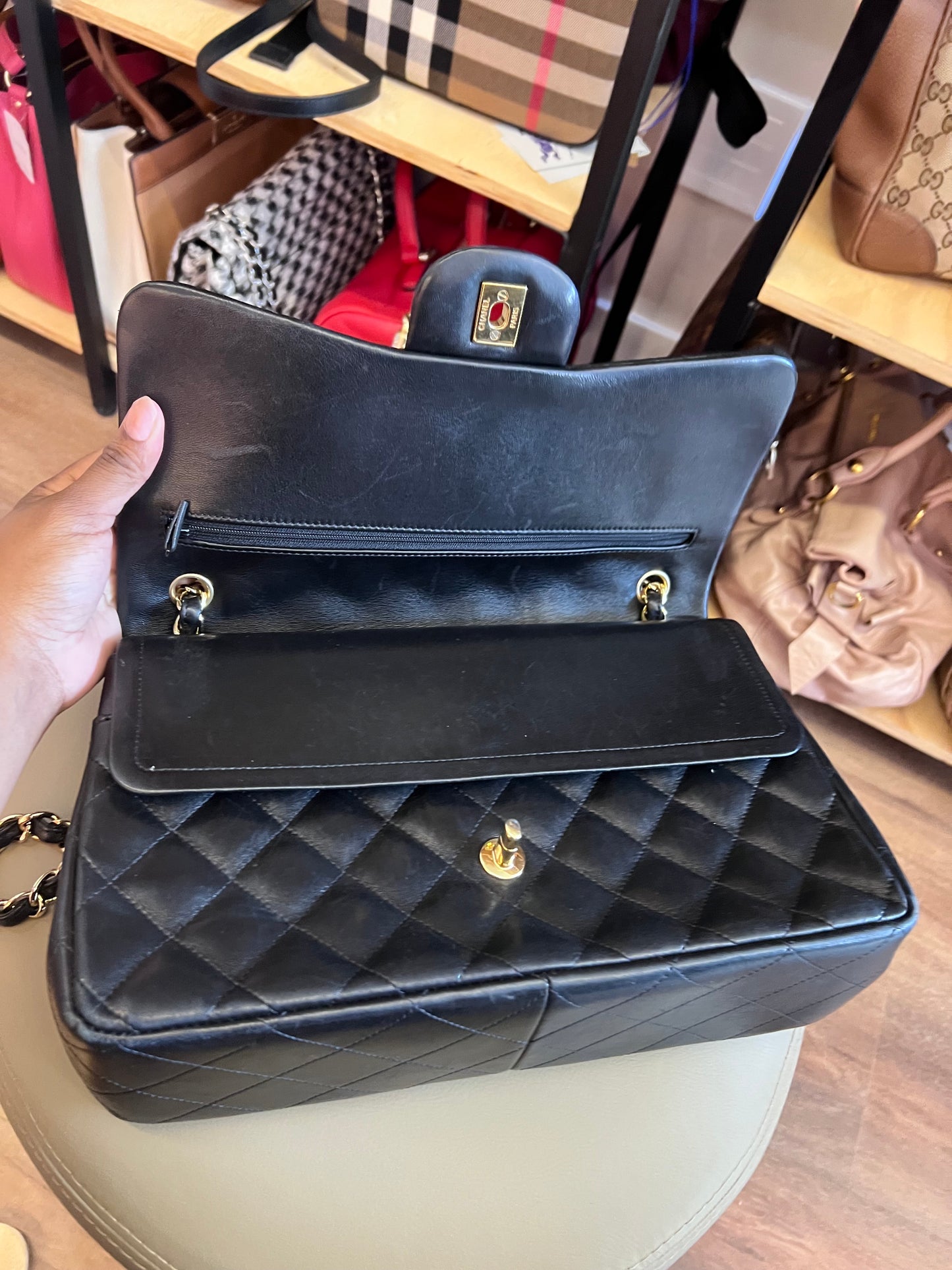 Chanel Double Flap Jumbo Preta