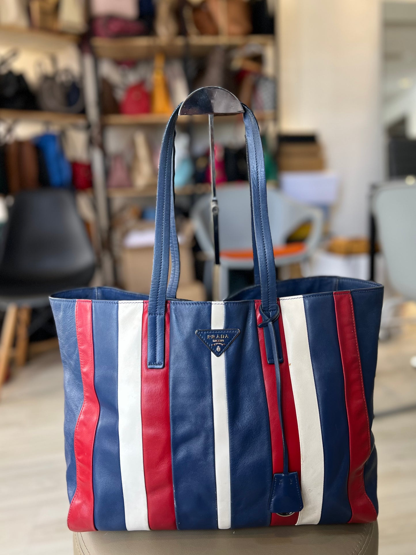 Prada Calf Tote Tricolor