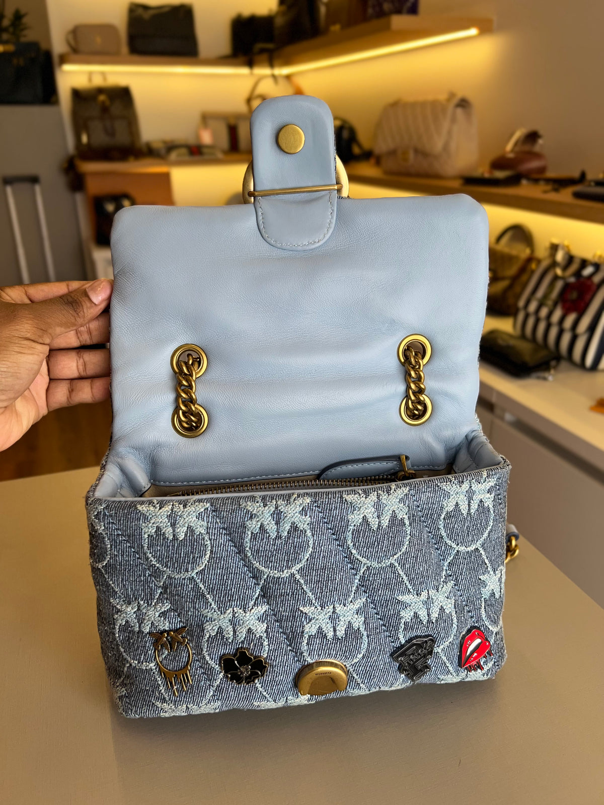 Pinko Denin Love Mini Puff
