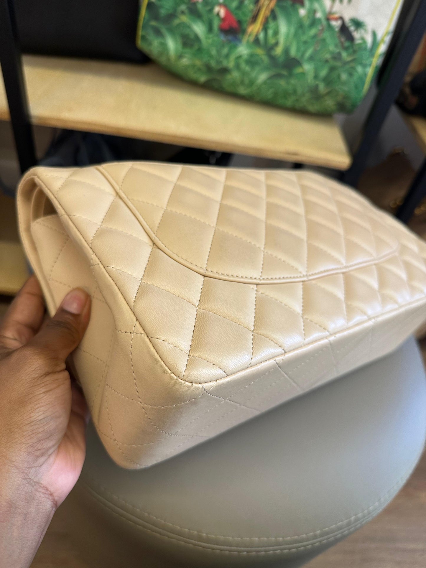 Chanel Double Flap Jumbo Nude
