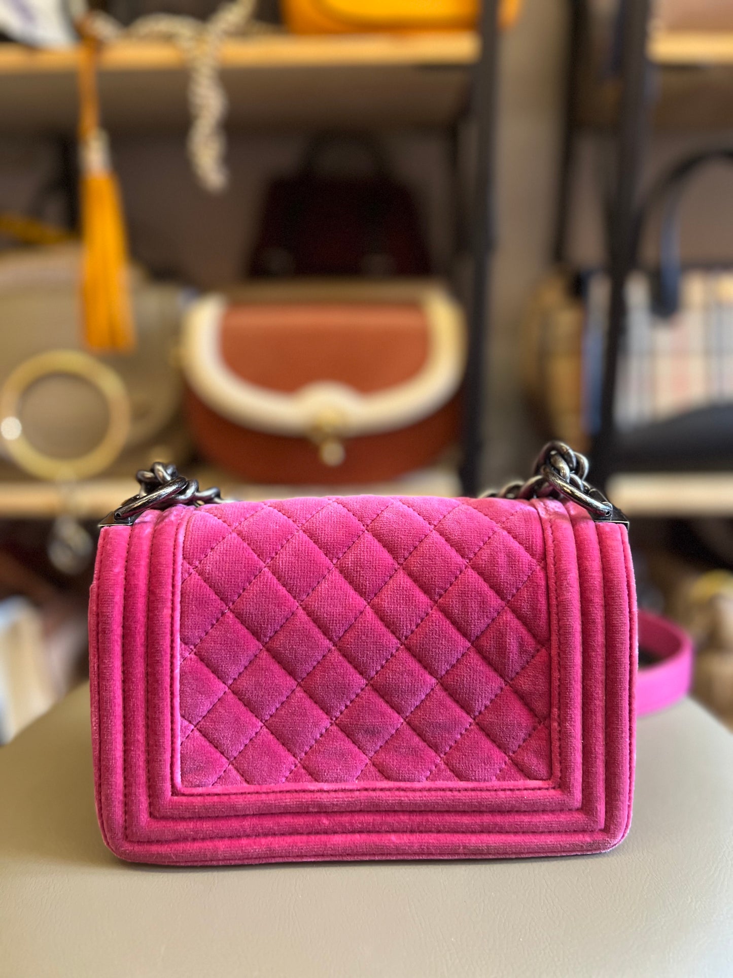 Chanel boy Velvet Small Pink