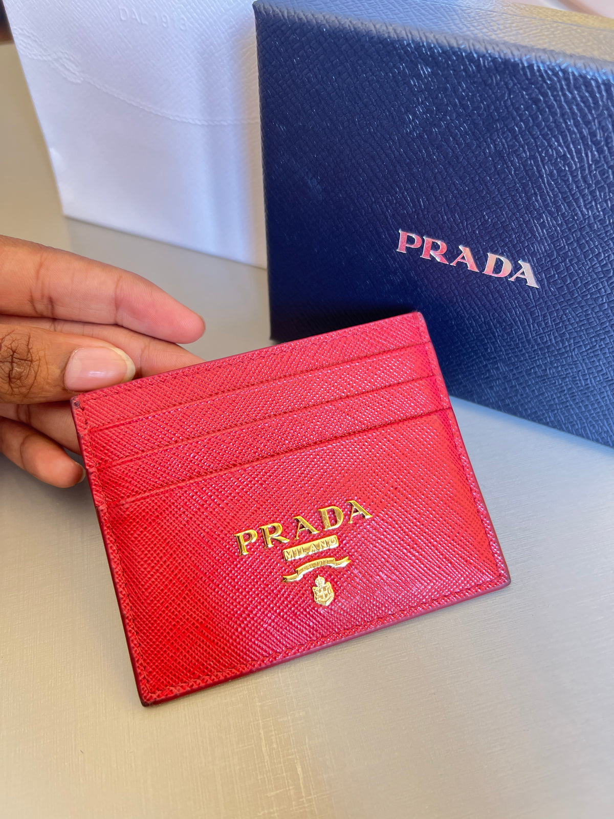 Porta Cartão Prada Saffiano Vermelho