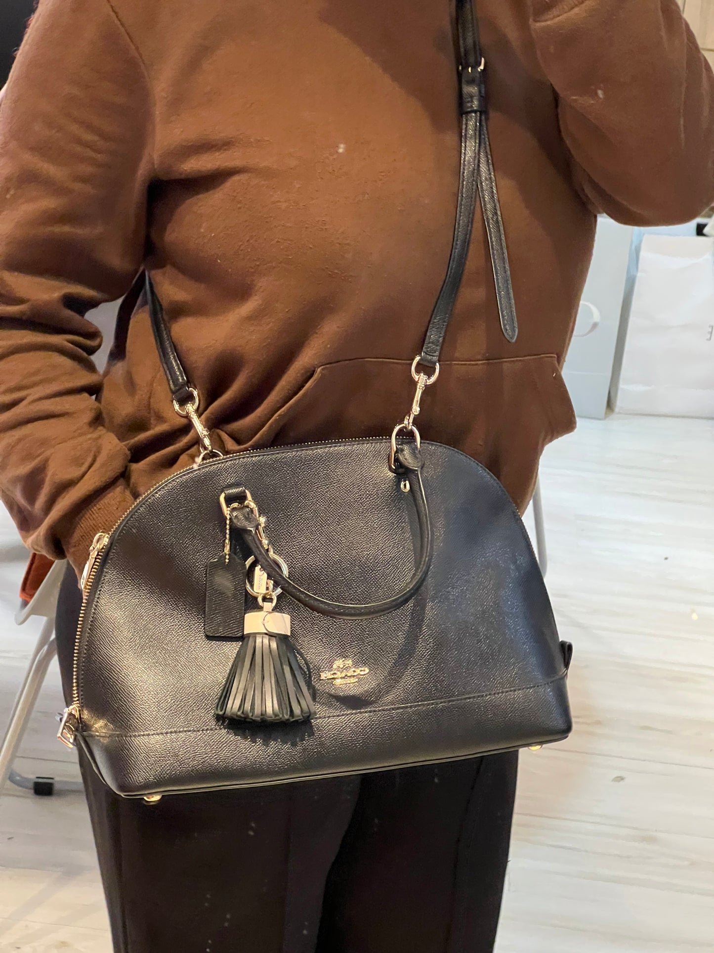 Coach Sierra Satchel em Couro Preto