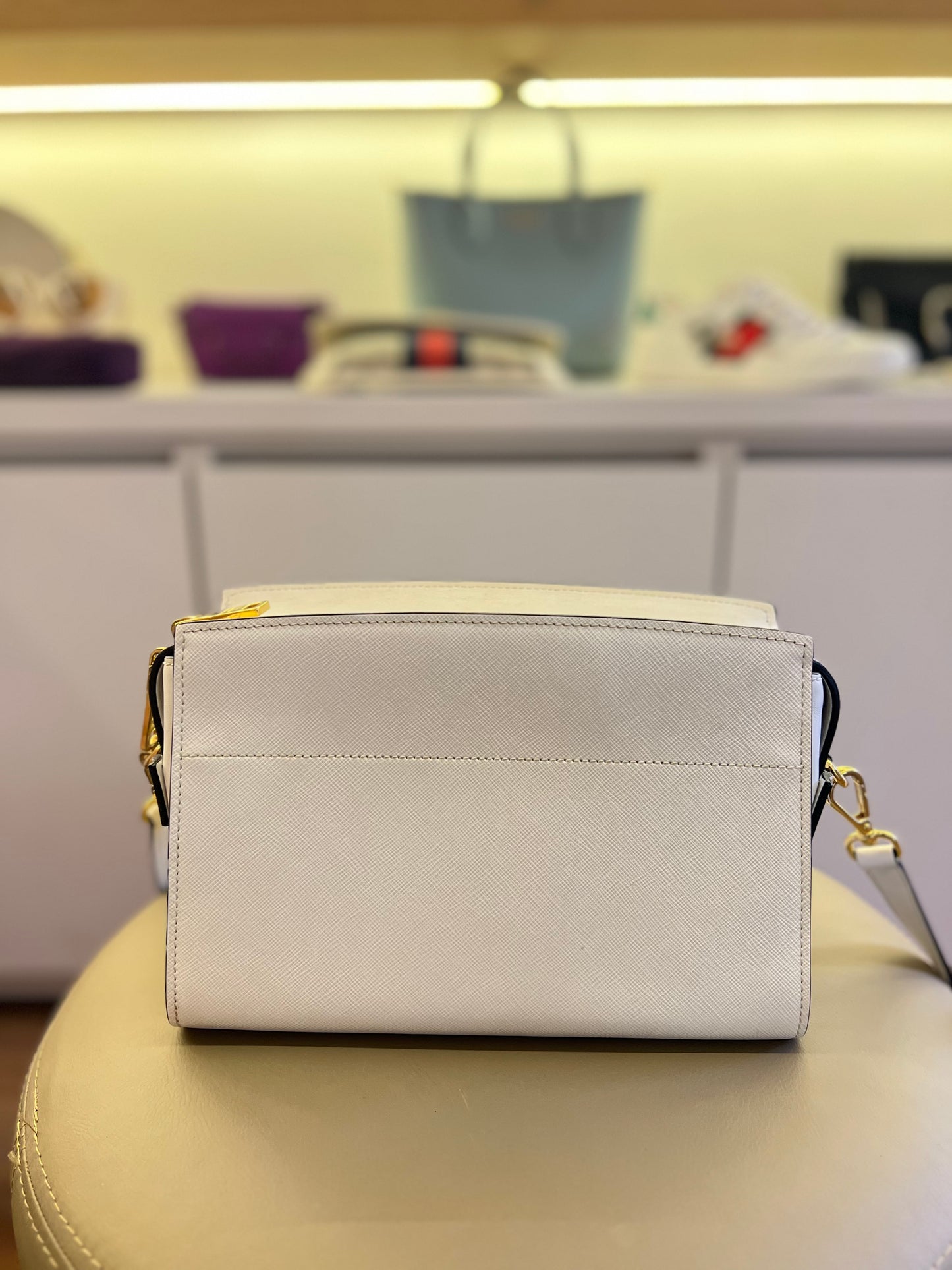 Prada Esplanade City Saffiano Off White