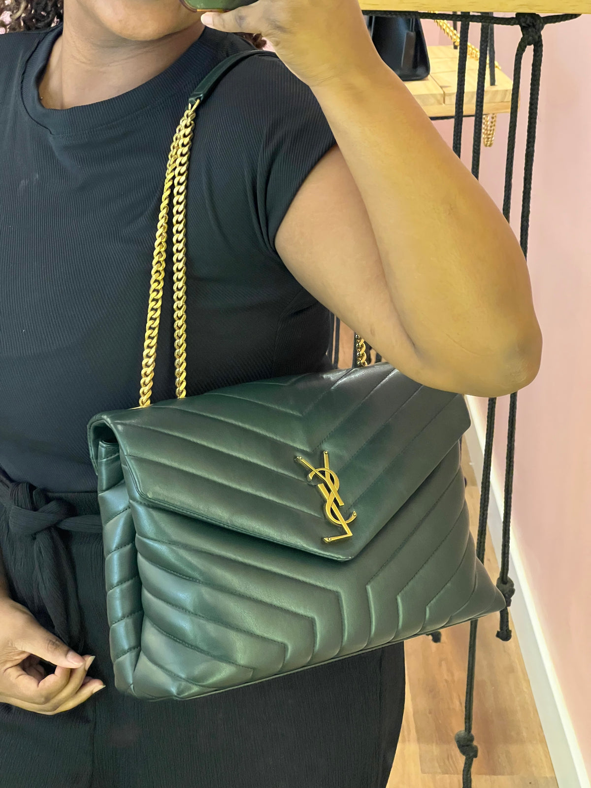 Saint Laurent Loulou Matelassê Verde