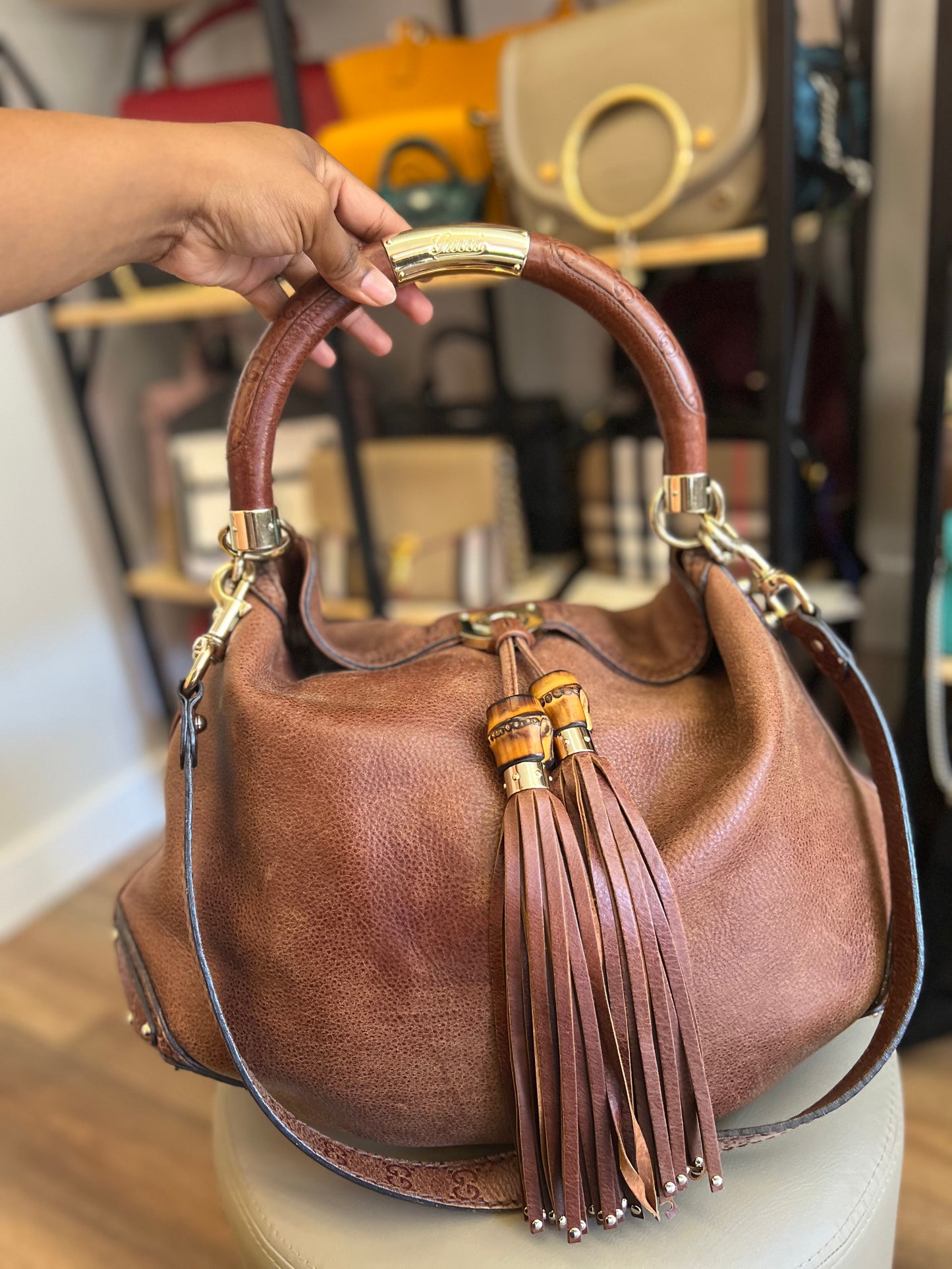 Gucci Indy Hobo Bag Marrom