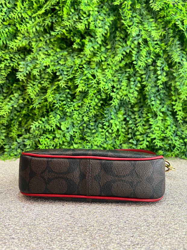 Coach Pochette Monograma com Vermelho