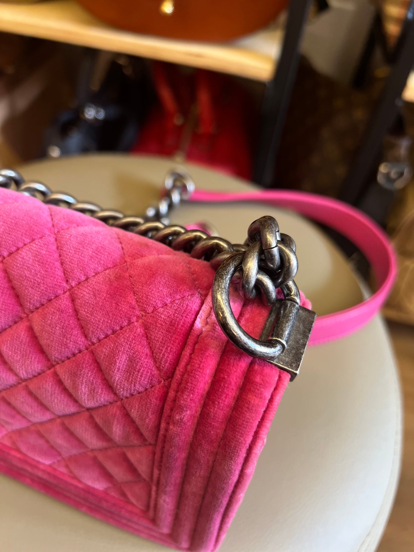 Chanel boy Velvet Small Pink