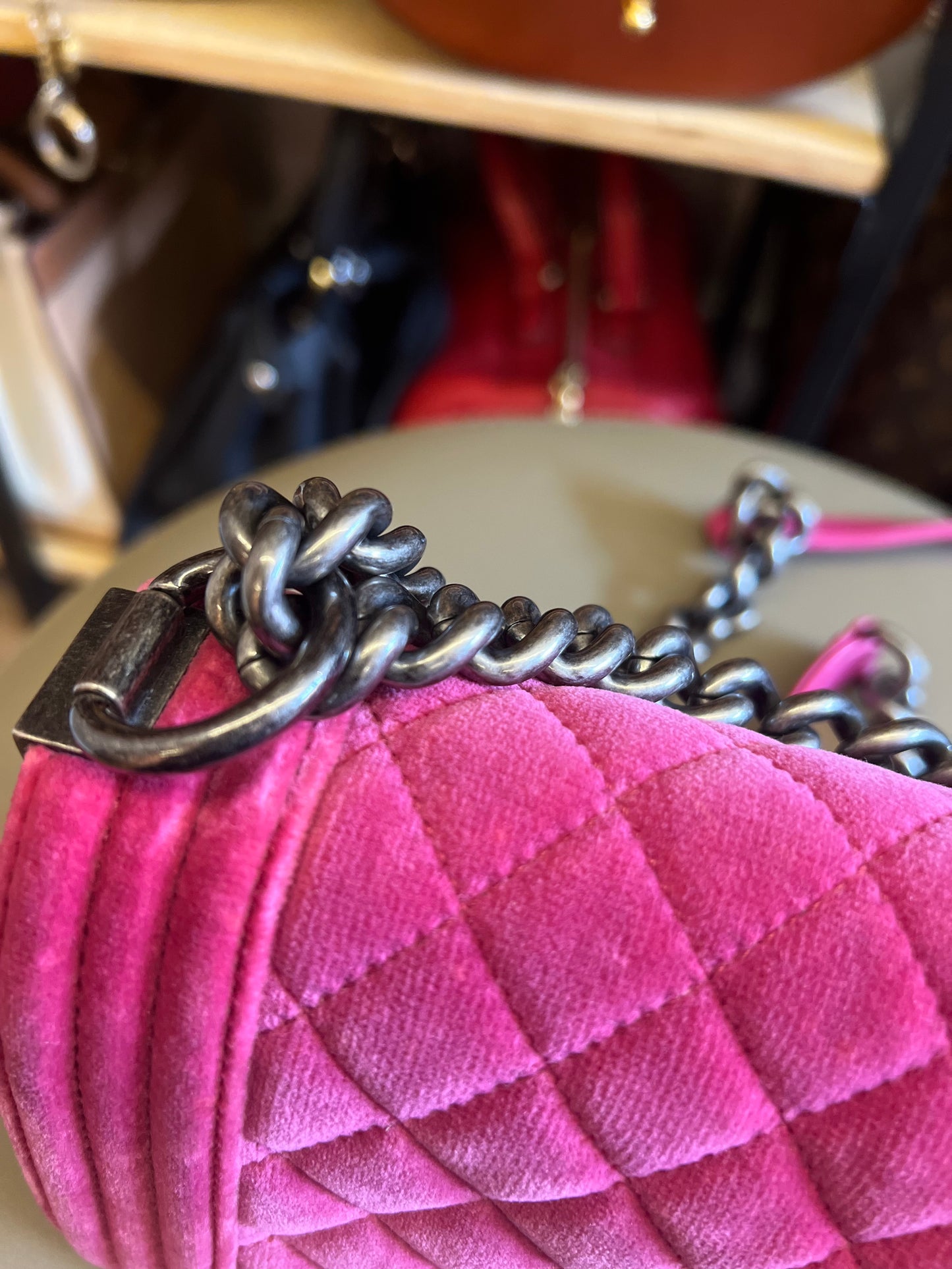 Chanel boy Velvet Small Pink