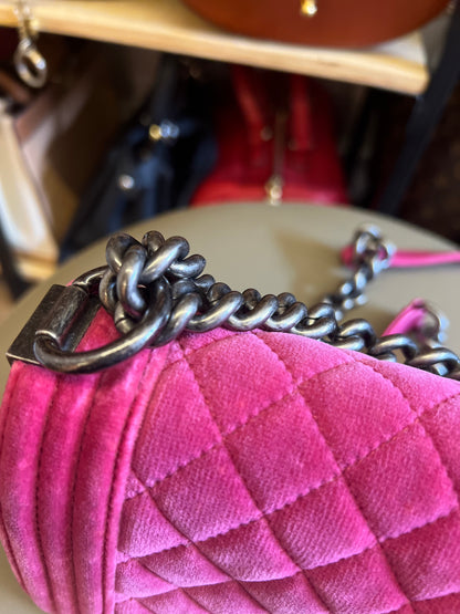 Chanel boy Velvet Small Pink