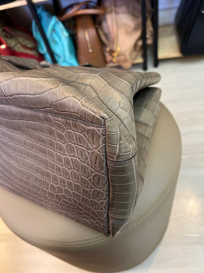 Bottega Veneta Roma Croco Cinza