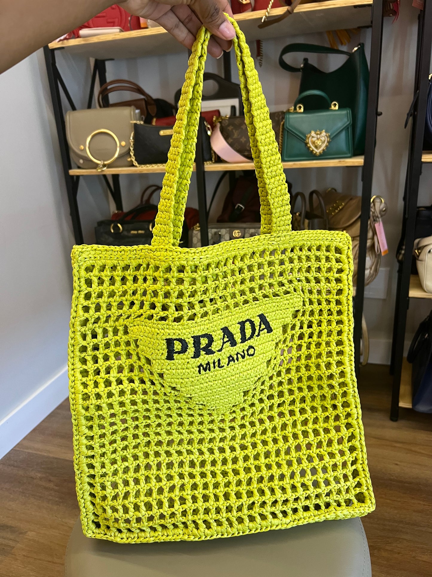 Prada Raffia Tote bag Verde