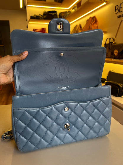 Chanel Double Flap Jumbo Azul