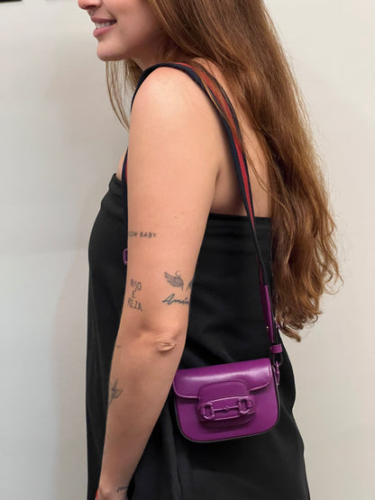 Gucci Horsebit 1955 Super Mini Roxa