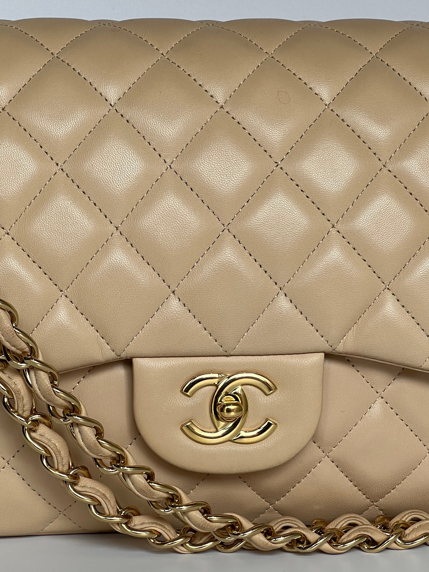 Chanel Double Flap Jumbo Nude